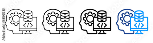 Backend Logic Icon Different Style Outline Collection Set