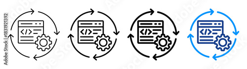 Code Optimization Icon Different Style Outline Collection Set