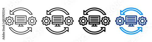 Operating System Icon Different Style Outline Collection Set