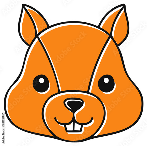 Friendly orange squirrel cartoon face with buck teeth vector icon