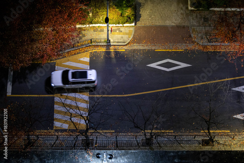 Seoul street bird's eye view at night