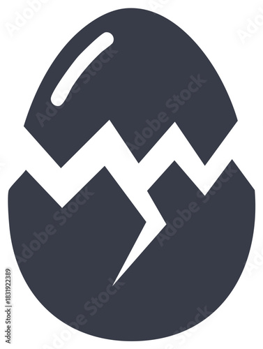 Cracked Egg Shell Icon Graphic Glyph Vector Illustration Isolated Design Element Symbol