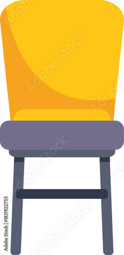 Simple icon of a yellow chair with gray seat and dark gray legs, representing modern furniture design