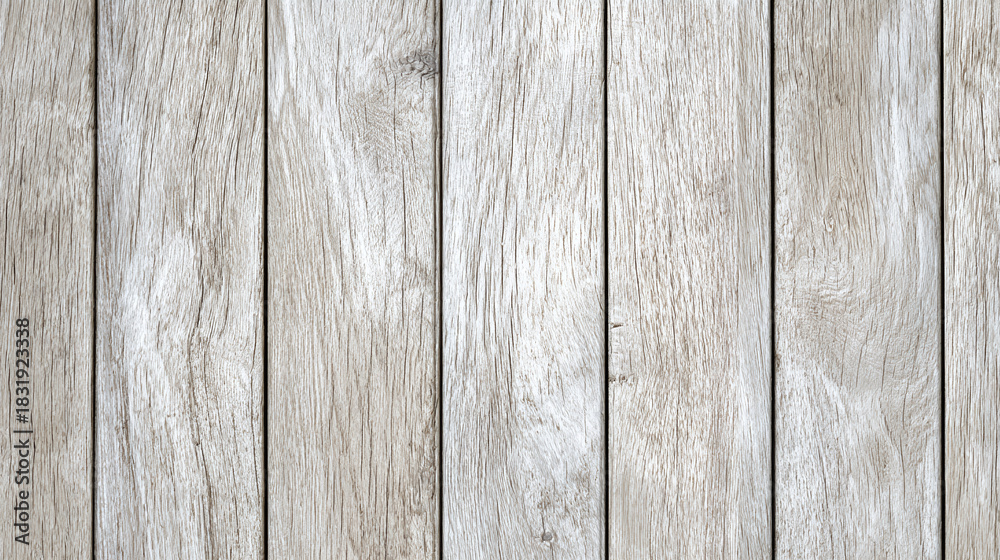 Naklejka premium Detailed view of light colored wooden planks, showing the natural grain and texture. This creates a pleasing visual background