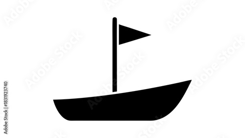 Red paper sailboat icon vector illustration concept for nautical travel business