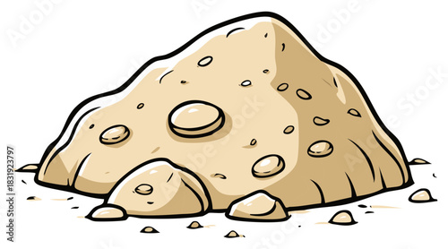 Cartoon Sandpile with Boulders Illustration for Desert or Beach Related Concept