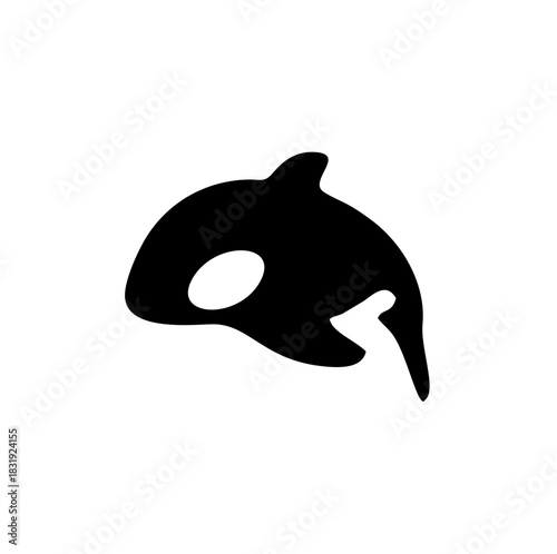 Sleek black and white orca killer whale silhouette vector icon