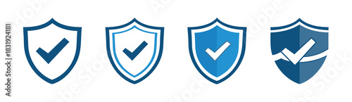 Shield with check mark icon set 
