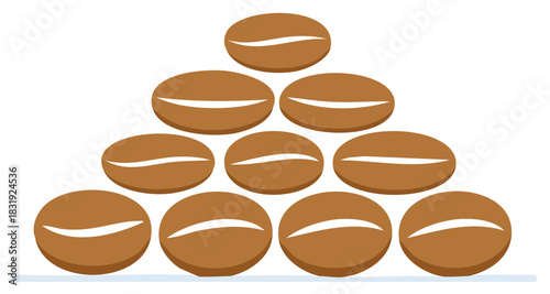 Stacked Coffee Beans Forming a Pyramid Shape Warm Brown Caffeine Energy