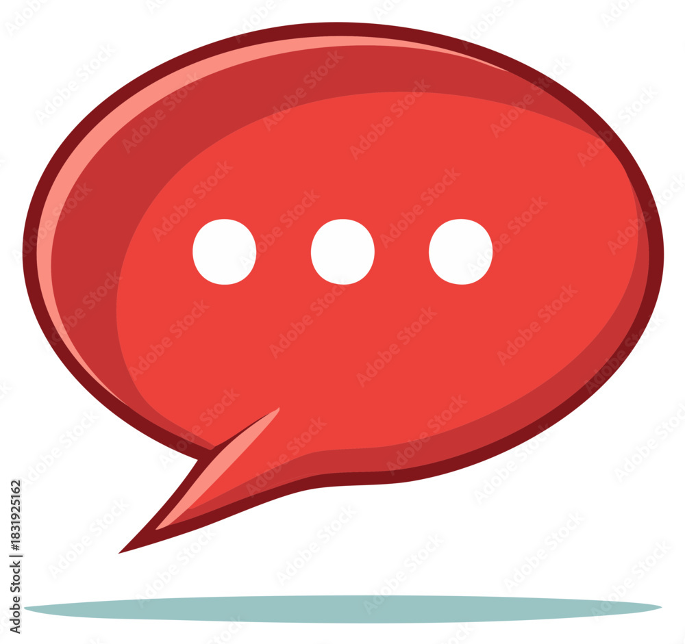 Fototapeta premium Red speech bubble with ellipsis indicating conversation or thinking