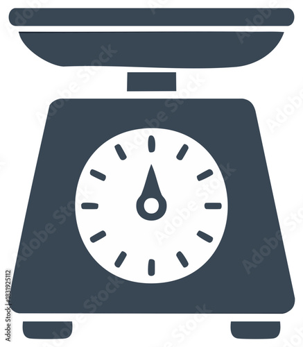 Kitchen scale with analog dial measures ingredients for cooking and baking