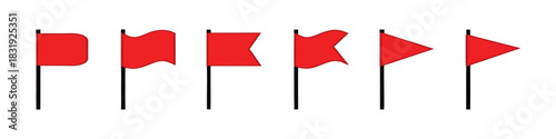 Red flag icon set 
