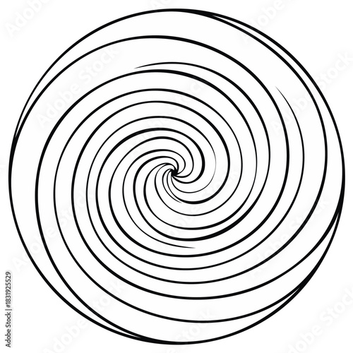 Abstract black and white hypnotic spiral vortex creating an optical illusion