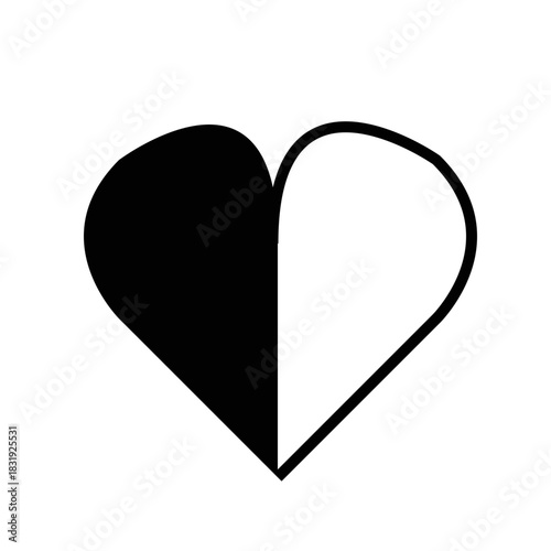 Simple half-heart icon, perfect for love, favorites, or UI elements.