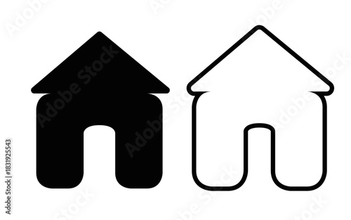 Home icon set with solid and hollow variations, perfect for soft, user-friendly interface design.