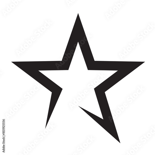 Minimalist sharp-edged star with one cutout vector, ideal for ratings, awards, or decorative elements.