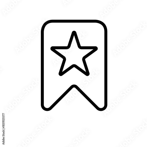 Hollow bookmark with star vector icon, ideal for favorites, saving, or highlighting content.