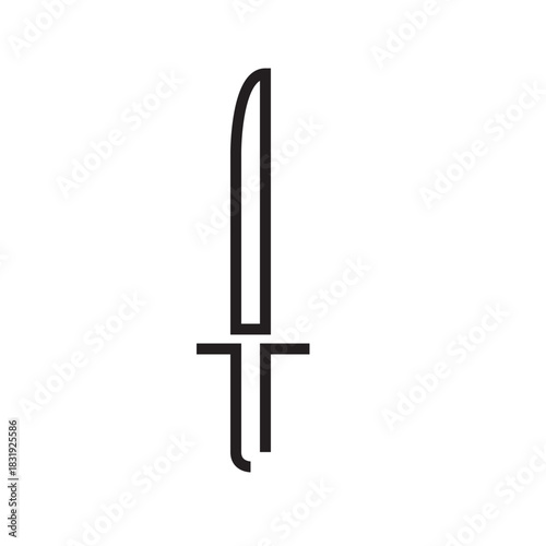 Vertical sword katana vector, minimalist hollow design, perfect for martial arts, gaming, or decorative use.