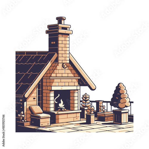 chimney illustration design