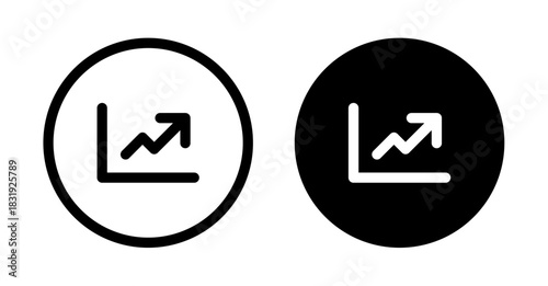 Data report icon. Rising arrow symbol in circle