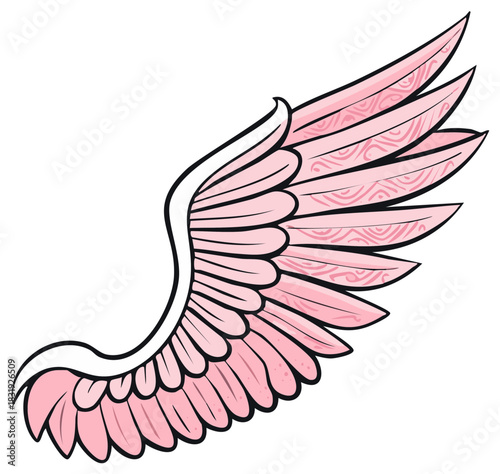 Stylized Pink Wing Illustration for Fantasy and Design Elements