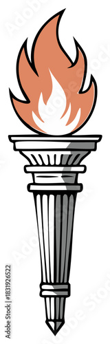 Classic Torch with Burning Flame Iconic Symbol of Victory and Illumination