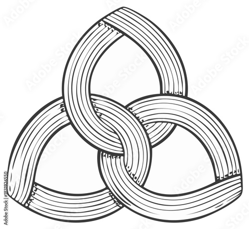 Intricate black and white Celtic Triquetra knot ancient intertwined spiritual symbol line art graphic