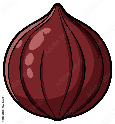 Isolated red onion illustration showing layering and shine for a recipe graphic