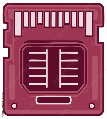 Digital memory card illustration in shades of purple.