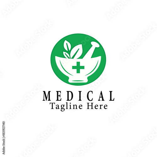 Modern Herbal Medical Logo Design for Clinics, Pharmacies & Healthcare Brands – Professional Green Medicine Symbol for Organic Treatment, Wellness Centers & Holistic Health Services