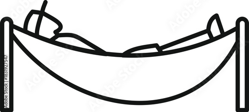 Simple hammock icon with man resting inside, representing relaxation and leisure