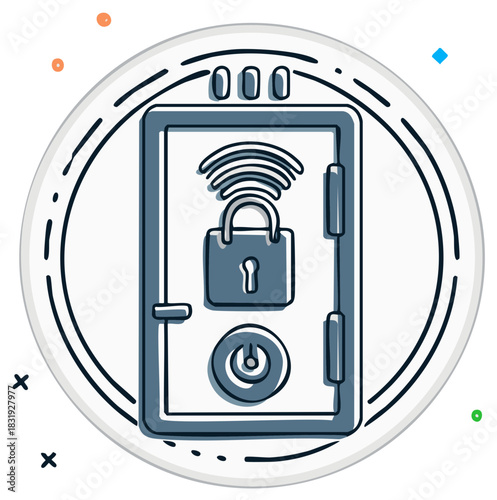 Smart Home Security Door Lock with Wi-Fi Signal and Power Button Icon