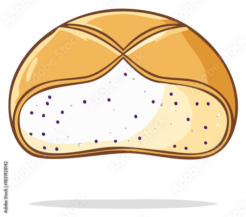 Cartoon Kaiser Roll with Purple Seeds Filling