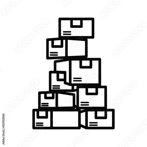Stack of Cardboard Shipping and Delivery Boxes Icon