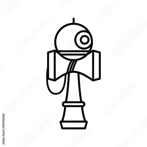 Traditional Japanese Kendama Skill Toy Line Art Icon