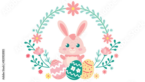 easter bunny with easter eggs