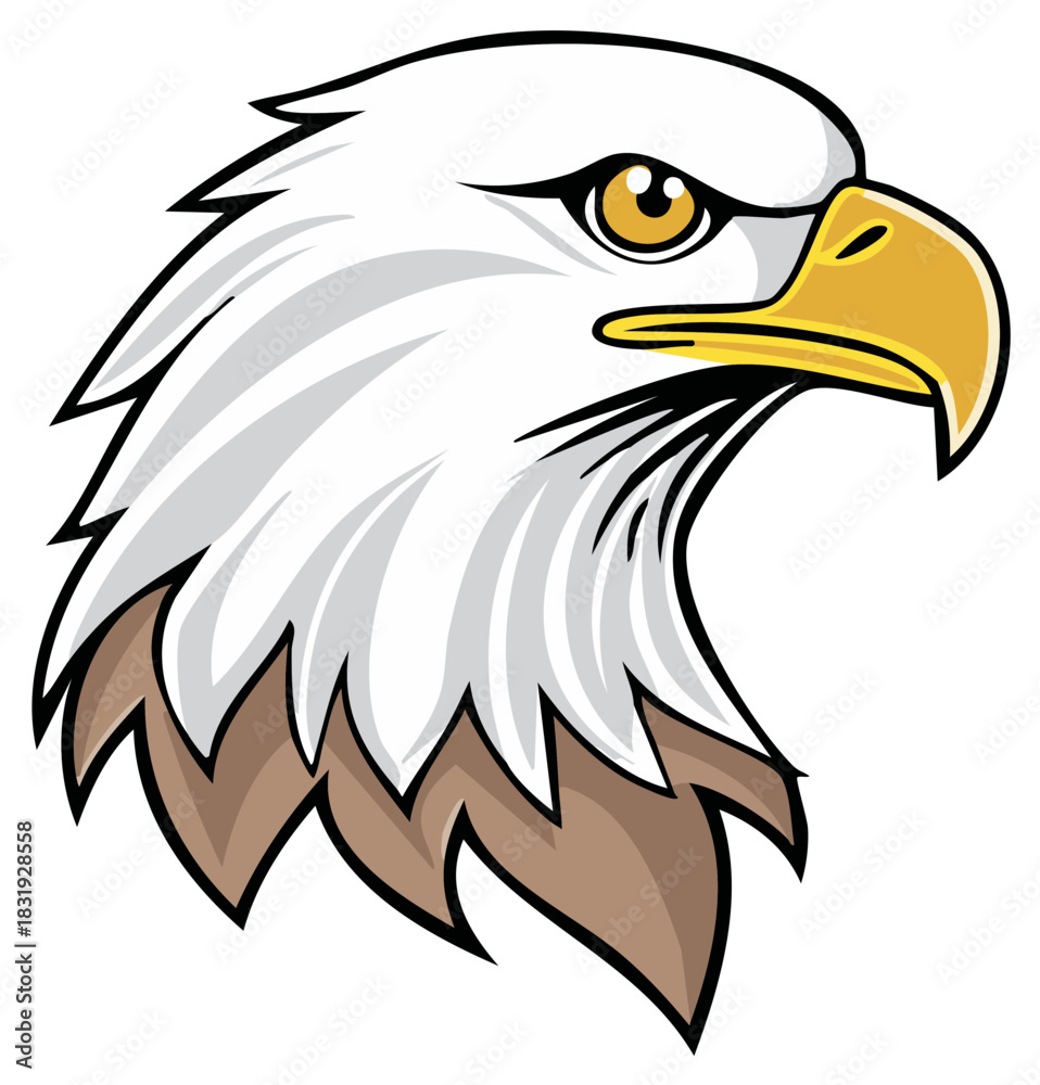 Fototapeta premium Majestic Eagle Head Profile Vector Graphic with Detailed Feathering and Bold Color