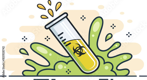 Toxic chemical test tube spilling its contents in a laboratory
