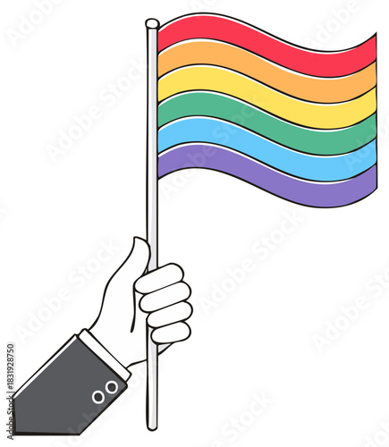 Hand Holding a Colorful Gay Pride Flag Symbol of Support and Inclusion