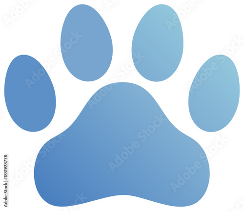 Blue Gradient Paw Print Graphic for Pet Care Veterinary or Animal Rescue