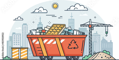 Open Dump Site Showing Construction Waste Near Buildings