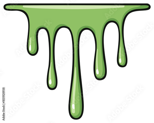 Green Slime Dripping and Flowing Viscous Liquid Substance