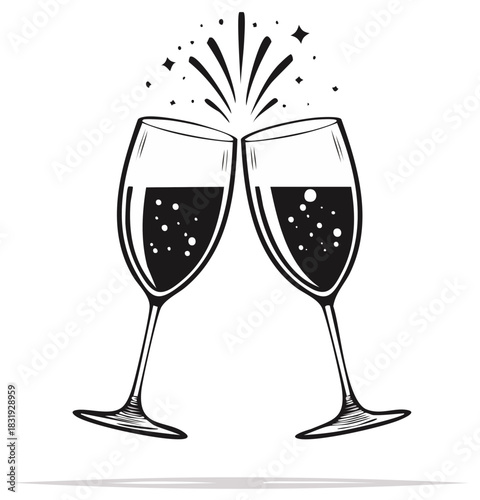 Celebration Toast with Champagne Glasses in Vector Design for Festive Occasions