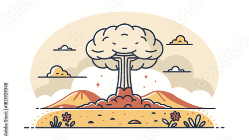 Mushroom Cloud Rising After Nuclear Testing Explosion