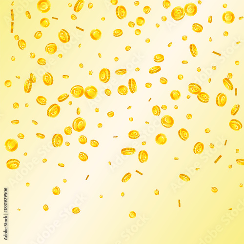 European Union Euro coins falling. Scattered gold