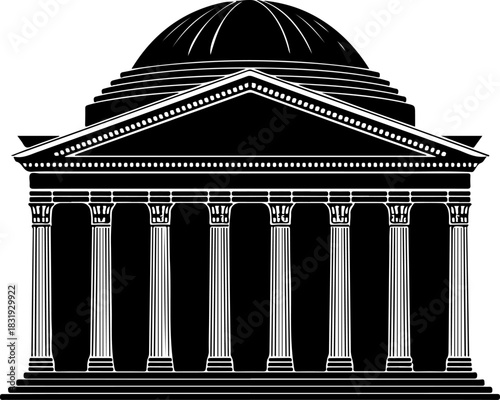 Pantheon building silhouette vector illustration