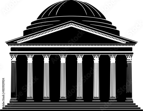 Pantheon building silhouette vector illustration