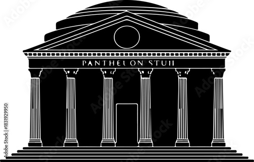 Pantheon building silhouette vector illustration