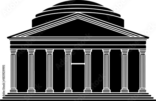 Pantheon building silhouette vector illustration
