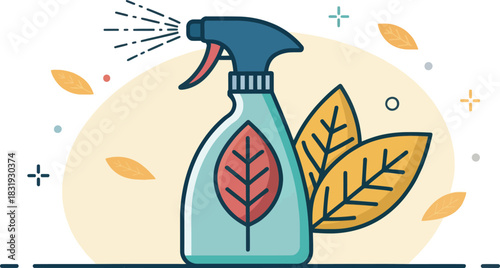 A Spray Bottle Sprays Pesticide Killing a Plant